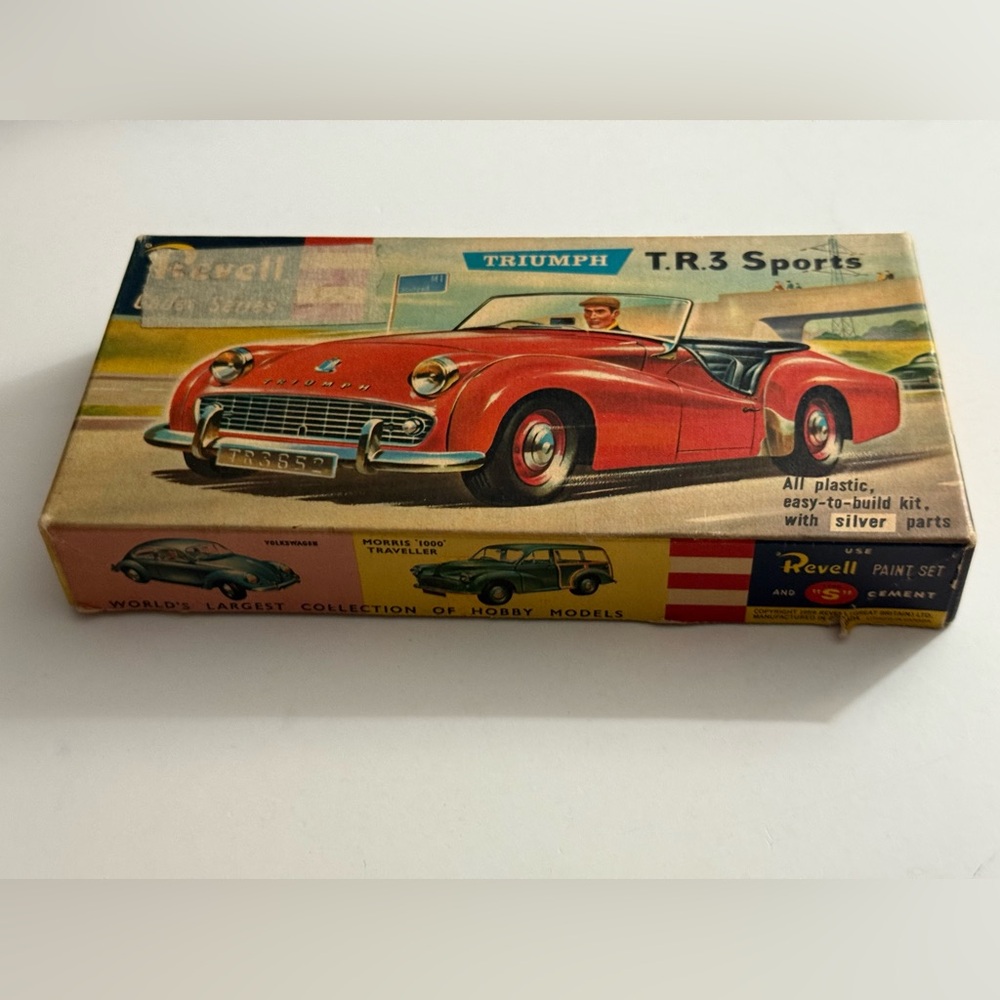 Vintage 1959 EMPTY BOX ONLY - REVELL CADET SERIES H905 TRIUMPH T.R.3 SPORTS BOX